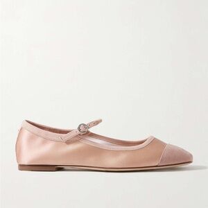 new AEYDE “Uma” Mary Jane Ballet Flats in Peach Satin/Suede size 6.5